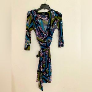 Nicole Miller Faux Wrap Paisley Women’s or Junior’s Dress with Ties